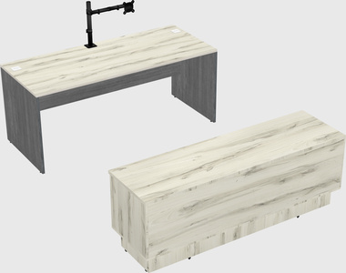 Parallel desk with low credenza