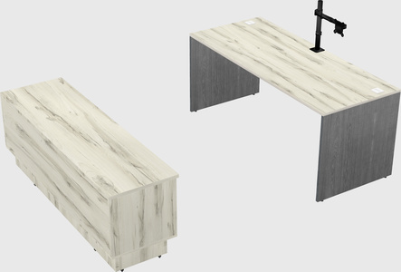 Parallel desk with low credenza