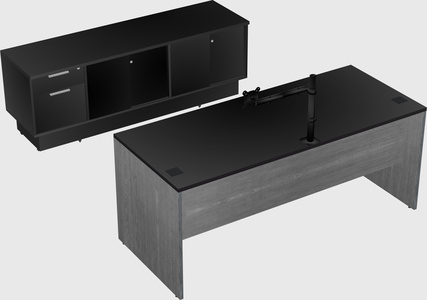 Bureau parallèle avec crédence basse