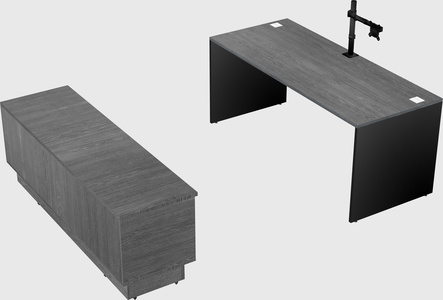Parallel desk with low credenza