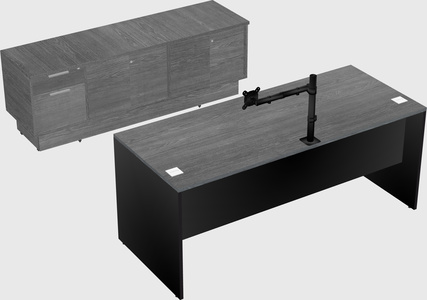 Parallel desk with low credenza