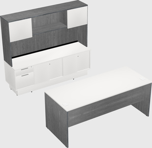 Parallel desk with low credenza