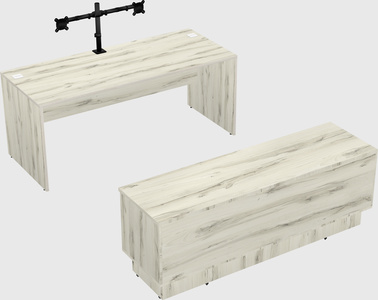 Parallel desk with low credenza