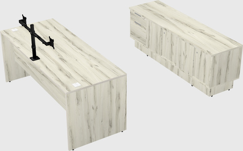 Parallel desk with low credenza