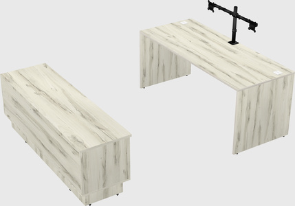 Parallel desk with low credenza