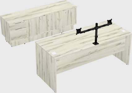 Parallel desk with low credenza