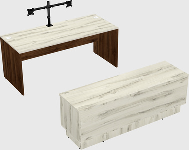 Parallel desk with low credenza