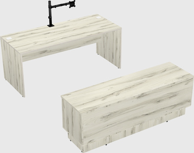 Parallel desk with low credenza