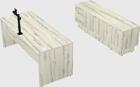 Parallel desk with low credenza