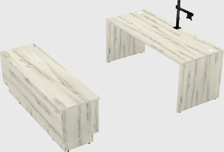 Parallel desk with low credenza