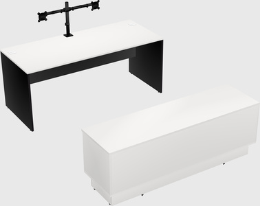 Parallel desk with low credenza