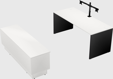 Parallel desk with low credenza