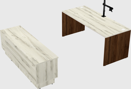 Parallel desk with low credenza