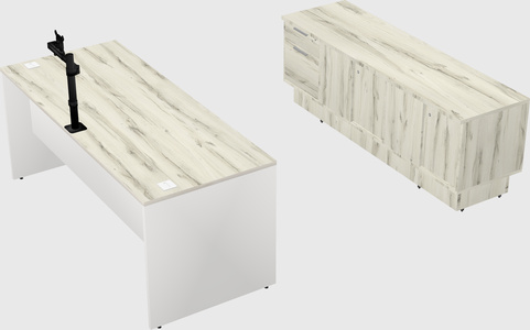 Parallel desk with low credenza