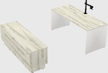 Parallel desk with low credenza