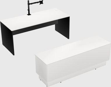 Parallel desk with low credenza