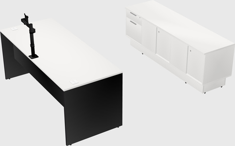 Parallel desk with low credenza