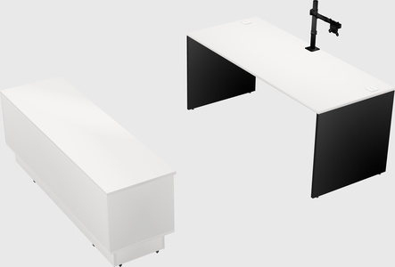 Parallel desk with low credenza