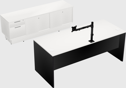 Parallel desk with low credenza