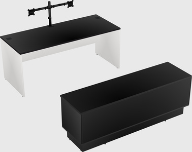 Parallel desk with low credenza