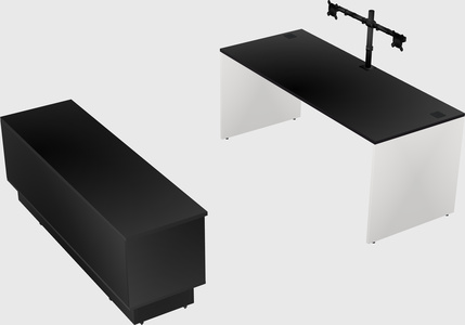 Parallel desk with low credenza