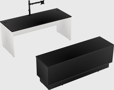 Parallel desk with low credenza