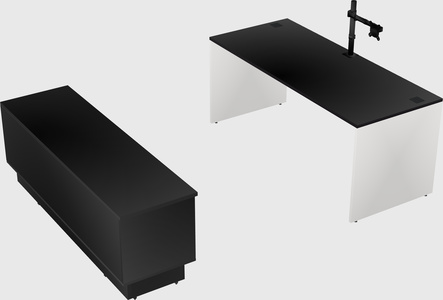 Parallel desk with low credenza