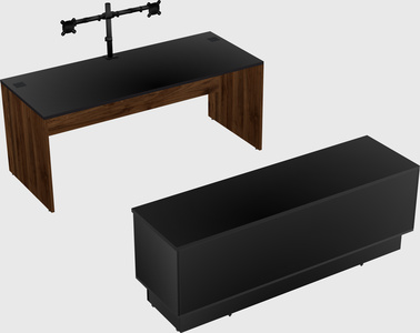 Parallel desk with low credenza