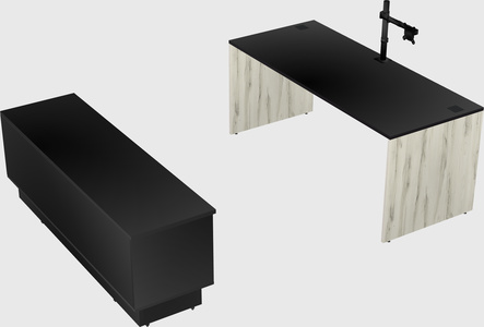 Parallel desk with low credenza