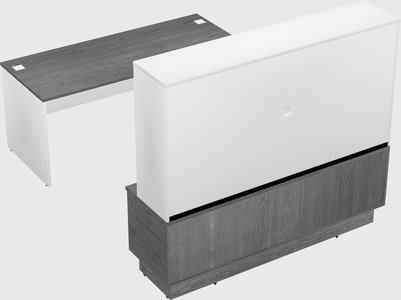 Parallel desk with low credenza