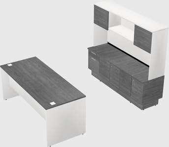 Parallel desk with low credenza