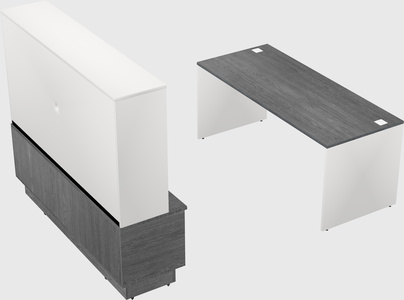 Parallel desk with low credenza
