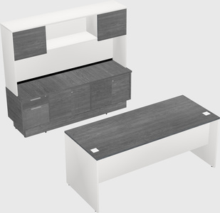 Parallel desk with low credenza