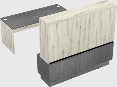 Parallel desk with low credenza