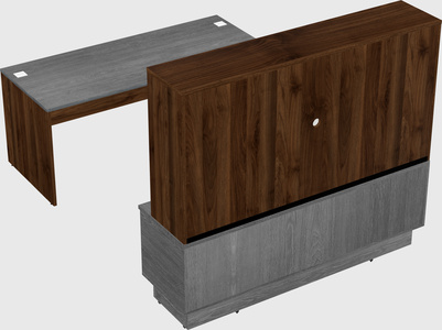 Parallel desk with low credenza