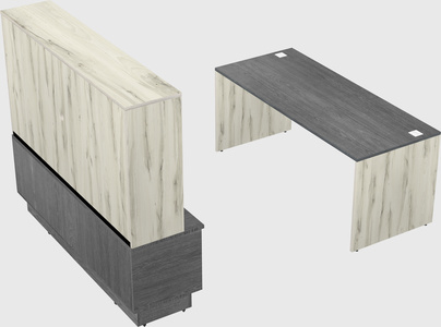 Parallel desk with low credenza