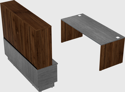 Parallel desk with low credenza