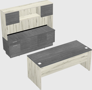 Parallel desk with low credenza