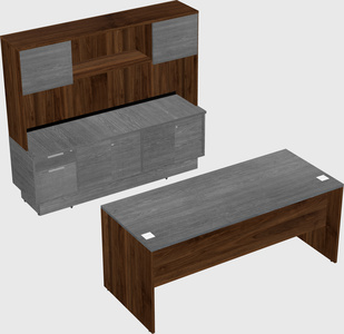 Parallel desk with low credenza