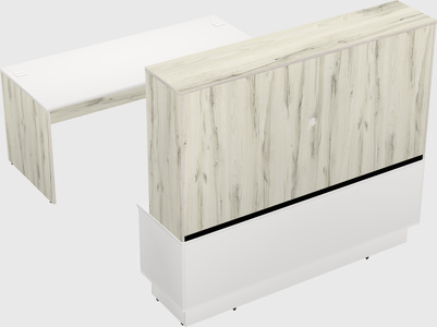 Parallel desk with low credenza