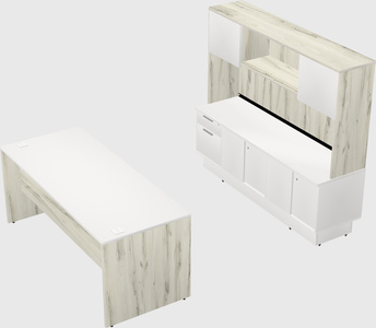 Parallel desk with low credenza