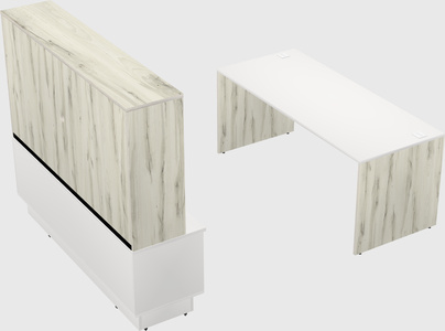 Parallel desk with low credenza