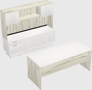 Parallel desk with low credenza