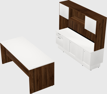 Parallel desk with low credenza