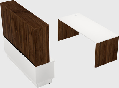 Parallel desk with low credenza