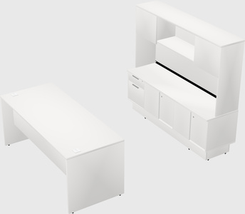 Parallel desk with low credenza
