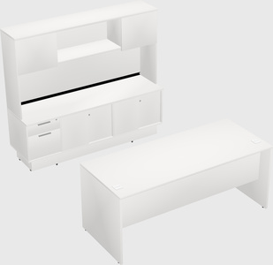 Parallel desk with low credenza
