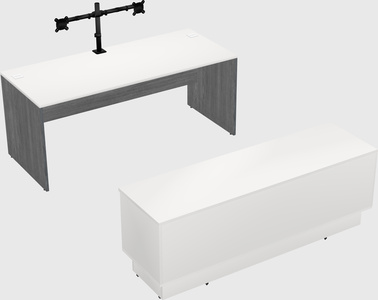 Parallel desk with low credenza