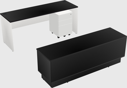 Parallel desk with low credenza