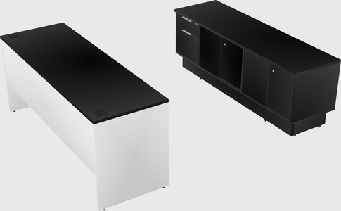 Parallel desk with low credenza